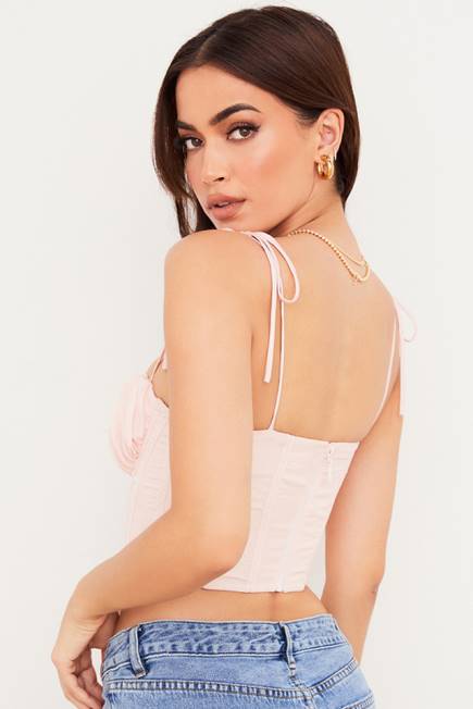 klær willow baby rosa chiffon rynket byste beskåret korsett House of CB J6RL81