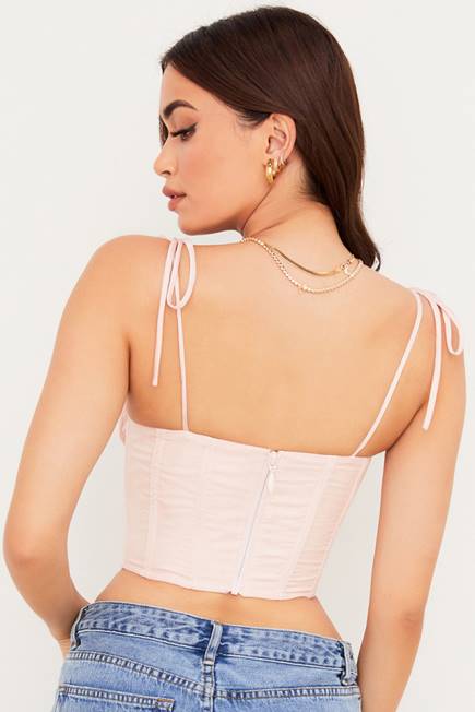 klær willow baby rosa chiffon rynket byste beskåret korsett House of CB J6RL81