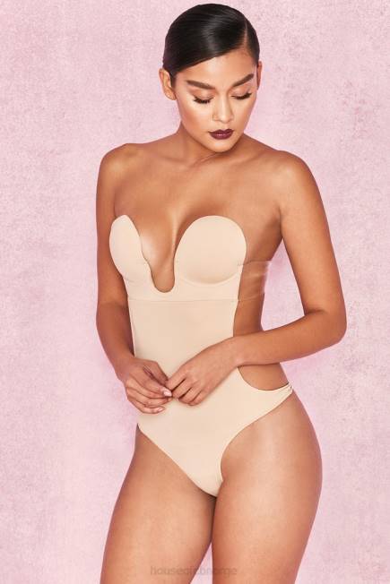 klær beige stupe selvklebende bodysuit uten rygg House of CB J6RL822
