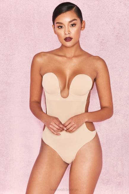 klær beige stupe selvklebende bodysuit uten rygg House of CB J6RL822