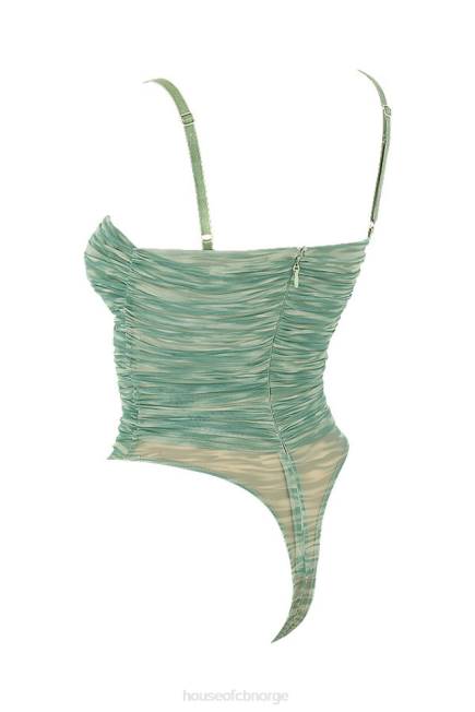 klær bodysuit med rynket mesh med perle eføytrykk House of CB J6RL757