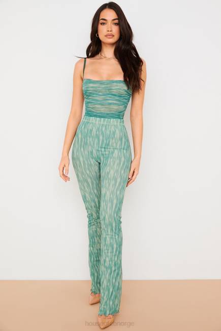 klær bodysuit med rynket mesh med perle eføytrykk House of CB J6RL757