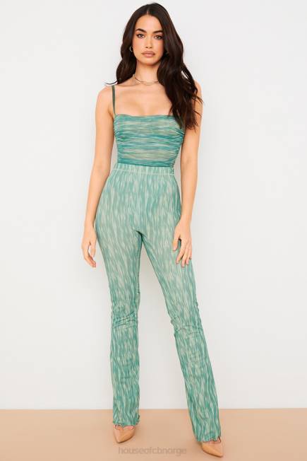 klær bodysuit med rynket mesh med perle eføytrykk House of CB J6RL757
