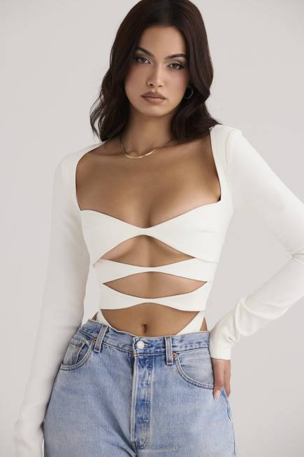 klær danica bodysuit med hvit utskjæring House of CB J6RL719