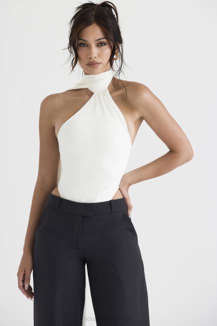 klær farrah ivory sateng bodysuit med sjal hals House of CB J6RL710