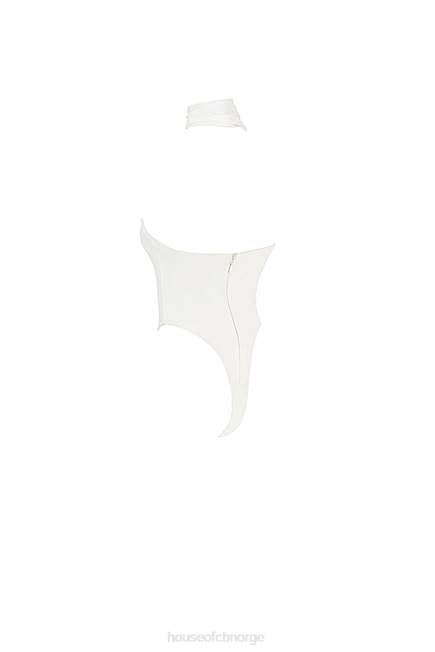 klær farrah ivory sateng bodysuit med sjal hals House of CB J6RL710