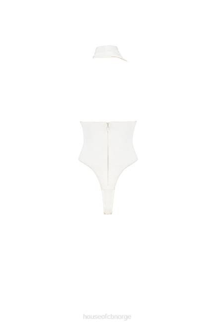 klær farrah ivory sateng bodysuit med sjal hals House of CB J6RL710