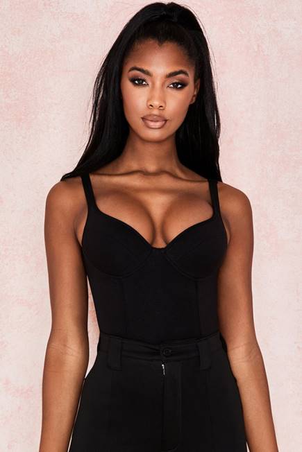 klær imani black merg bodysuit i myk jersey House of CB J6RL811