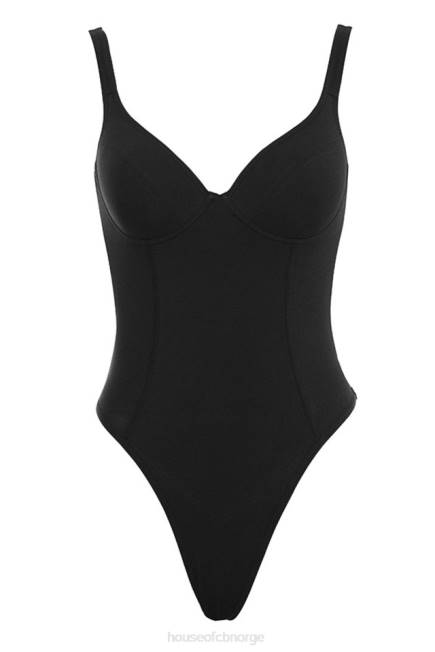 klær imani black merg bodysuit i myk jersey House of CB J6RL811