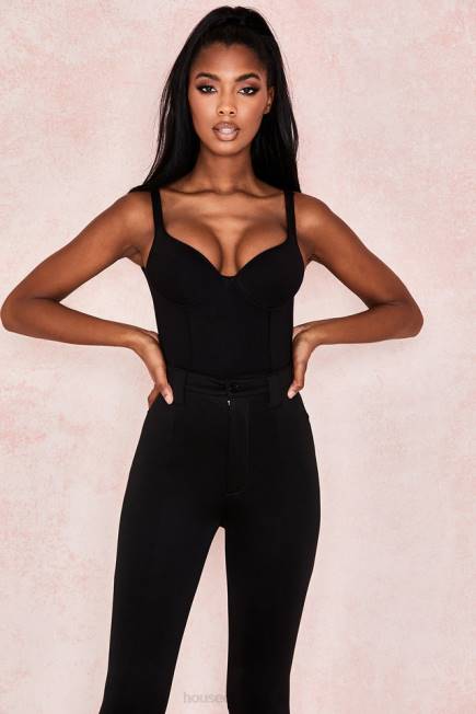 klær imani black merg bodysuit i myk jersey House of CB J6RL811