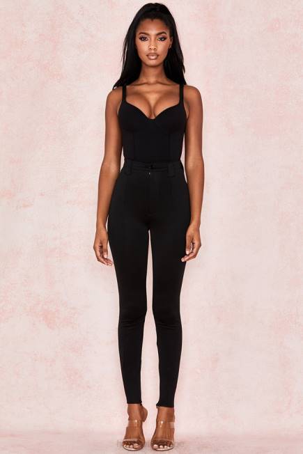 klær imani black merg bodysuit i myk jersey House of CB J6RL811