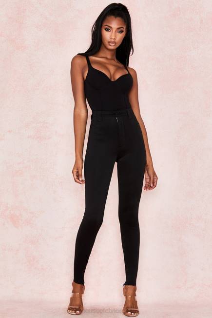 klær imani black merg bodysuit i myk jersey House of CB J6RL811