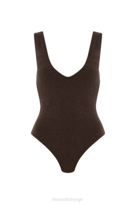 klær karisa brun bodysuit med v-hals House of CB J6RL770