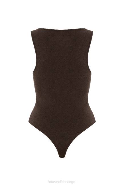 klær karisa brun bodysuit med v-hals House of CB J6RL770