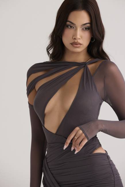 klær lilah shadow asymmetrisk utskjæring bodysuit House of CB J6RL720