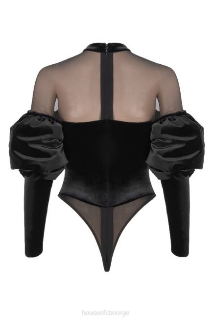 klær monique svart fløyel og tyll bodysuit House of CB J6RL775