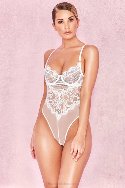 klær nadia bodysuit i hvit blonder House of CB J6RL820