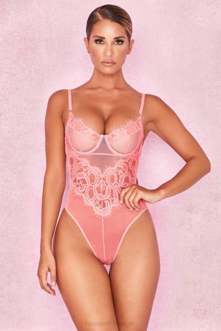 klær nadia bodysuit i rosa blonder House of CB J6RL818