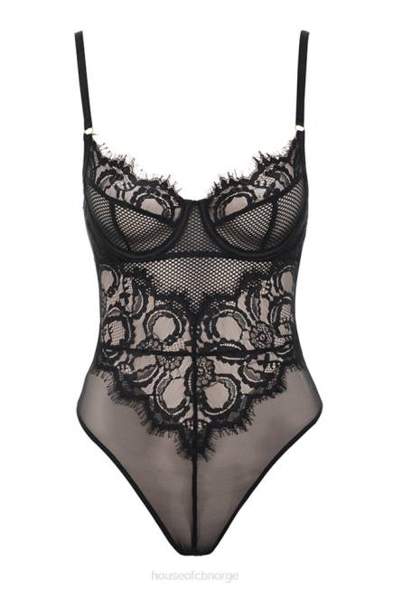 klær nadia bodysuit i svart blonder House of CB J6RL821