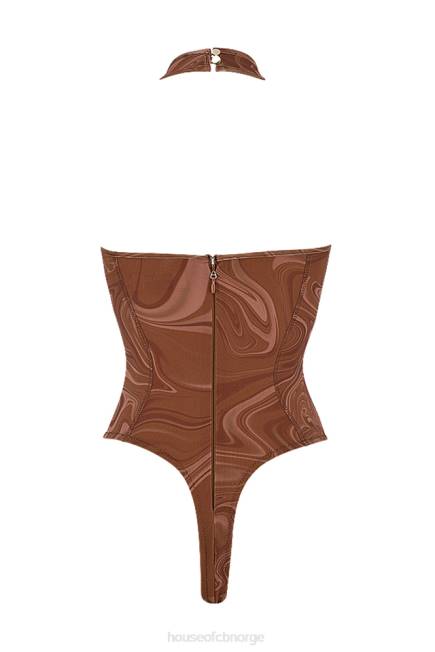 klær sabine kakao swirl print grime bodysuit House of CB J6RL752
