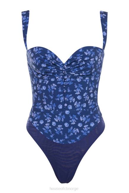 klær savia bodysuit med blomstrete safirer House of CB J6RL804