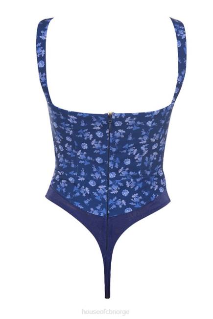 klær savia bodysuit med blomstrete safirer House of CB J6RL804