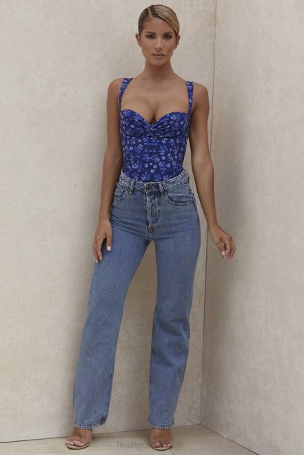 klær savia bodysuit med blomstrete safirer House of CB J6RL804