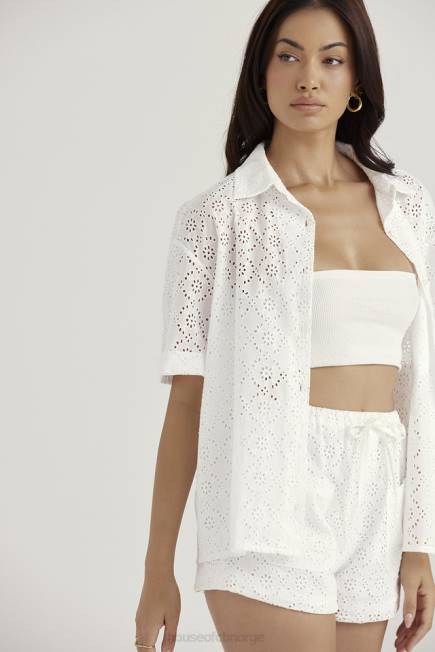 klær carrie hvit broderie anglaise skjorte House of CB J6RL715