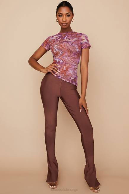 klær claudie lilla swirl asymmetrisk t-skjorte House of CB J6RL750