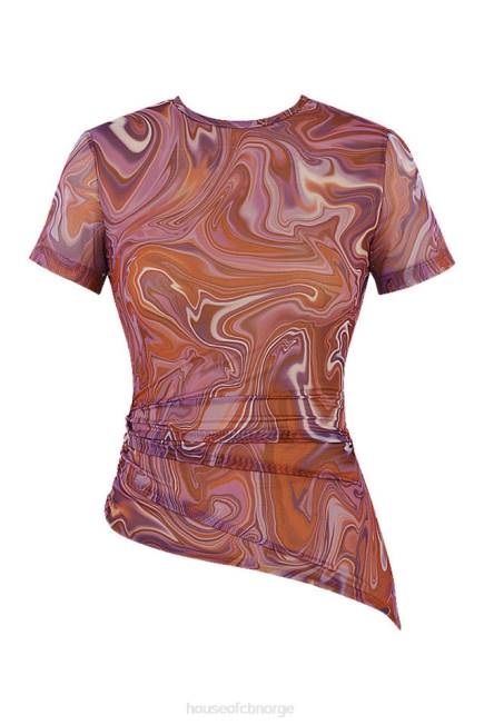 klær claudie lilla swirl asymmetrisk t-skjorte House of CB J6RL750