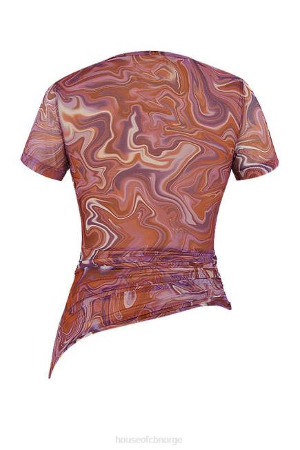 klær claudie lilla swirl asymmetrisk t-skjorte House of CB J6RL750