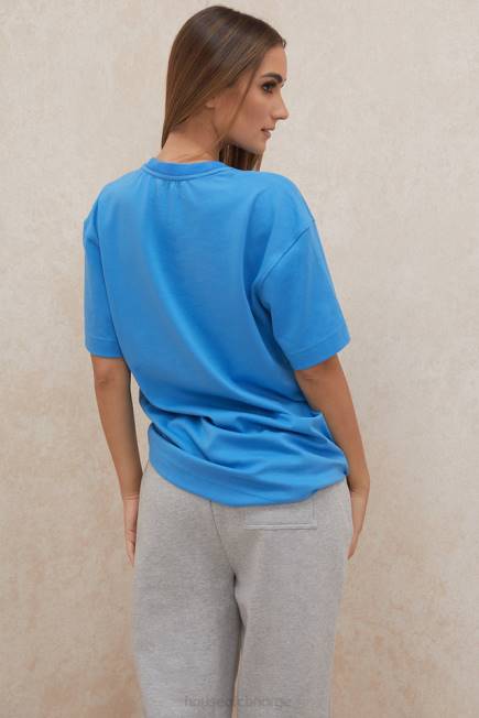 klær quinn blå oversized t-skjorte i bomullsjersey House of CB J6RL788