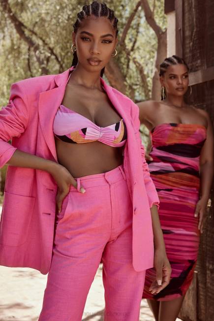 klær domina rosa oversized blazer i linblanding House of CB J6RL1051