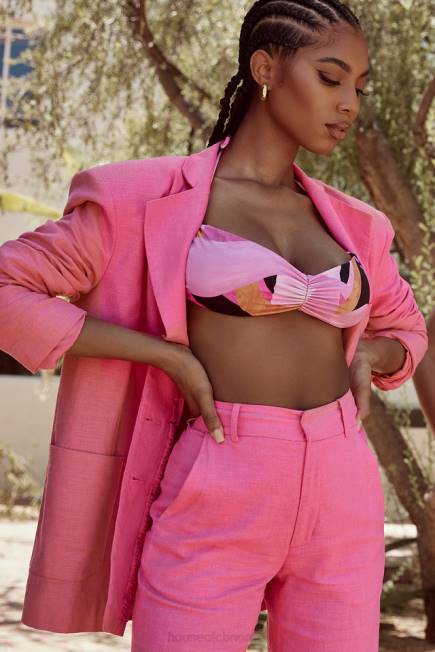 klær domina rosa oversized blazer i linblanding House of CB J6RL1051