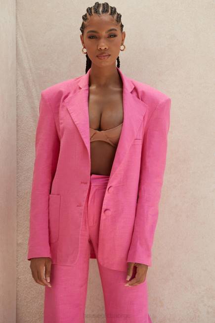 klær domina rosa oversized blazer i linblanding House of CB J6RL1051