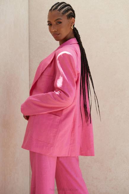 klær domina rosa oversized blazer i linblanding House of CB J6RL1051