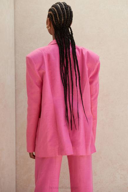 klær domina rosa oversized blazer i linblanding House of CB J6RL1051