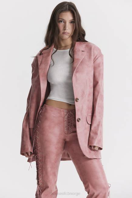 klær kiera varm rosa vegansk oversized blazer i skinn House of CB J6RL1031