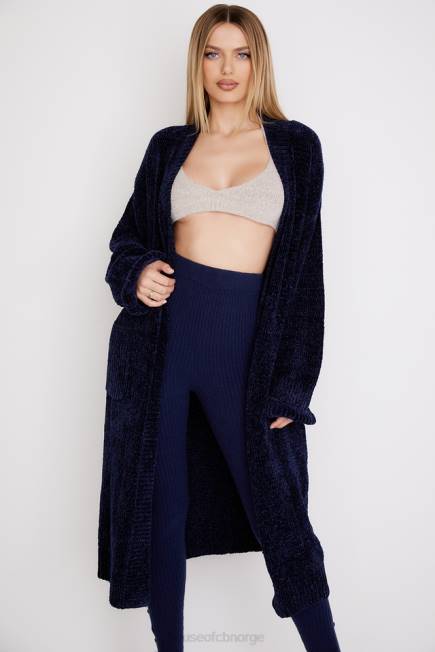 klær celine marineblå chenille slouchy cardigan House of CB J6RL1044