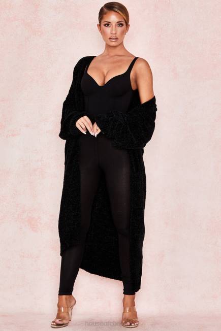 klær celine svart chenille slouchy cardigan House of CB J6RL1052