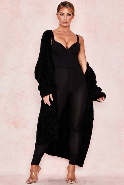 klær celine svart chenille slouchy cardigan House of CB J6RL1052
