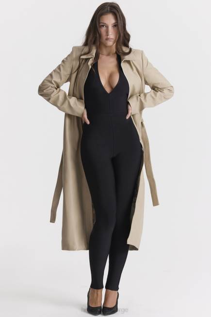 klær ariel beige trenchcoat i vegansk skinn House of CB J6RL1030