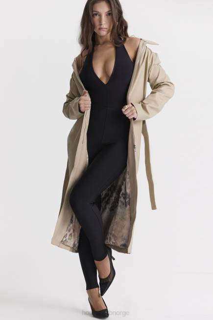 klær ariel beige trenchcoat i vegansk skinn House of CB J6RL1030
