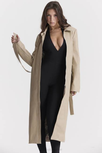 klær ariel beige trenchcoat i vegansk skinn House of CB J6RL1030