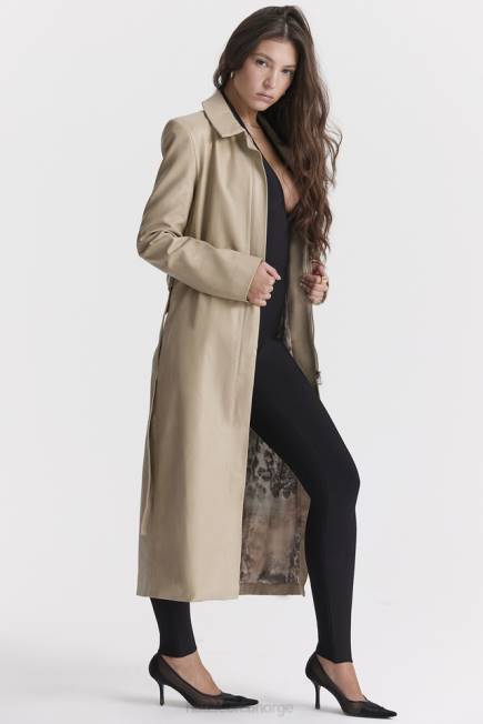klær ariel beige trenchcoat i vegansk skinn House of CB J6RL1030
