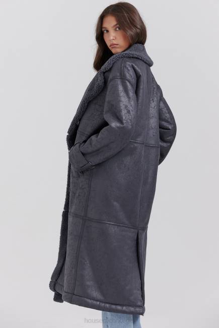 klær deiji grå vegansk shearling frakk House of CB J6RL1024
