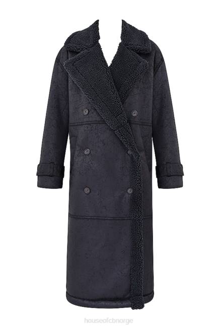 klær deiji grå vegansk shearling frakk House of CB J6RL1024