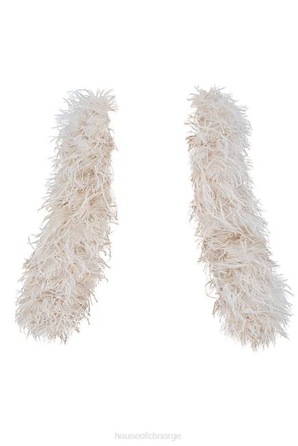 klær ash off white marabou jakke med ermer House of CB J6RL1037