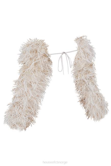 klær ash off white marabou jakke med ermer House of CB J6RL1037