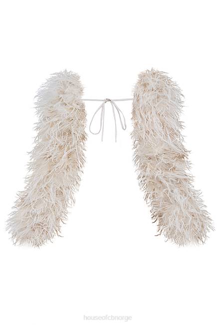klær ash off white marabou jakke med ermer House of CB J6RL1037